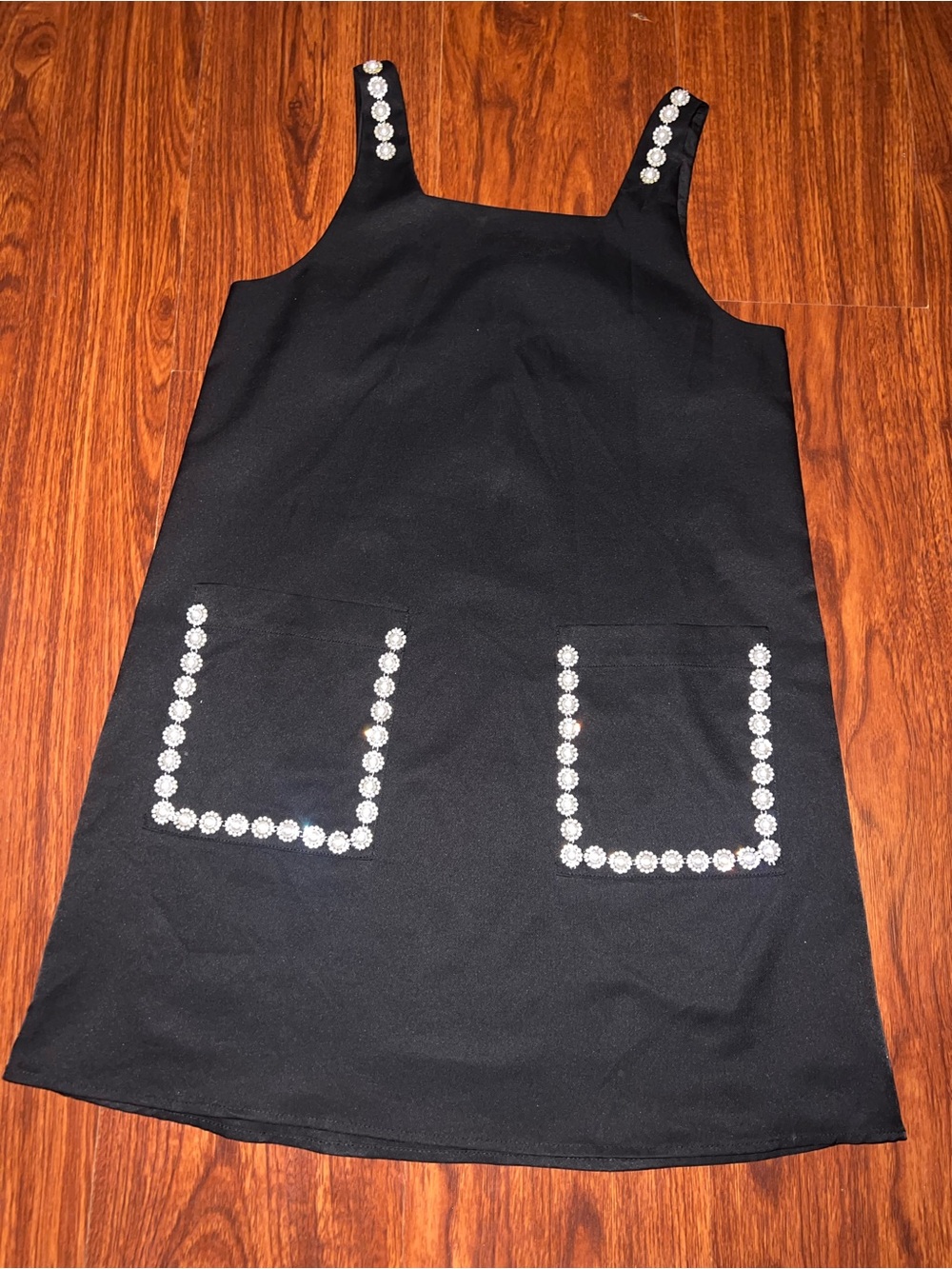Zara Black Jewel-Trim Pinafore Dress